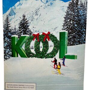 Kool Cigarettes Vintage Color Print Ad 1996 Christmas Wreath Skiing Family